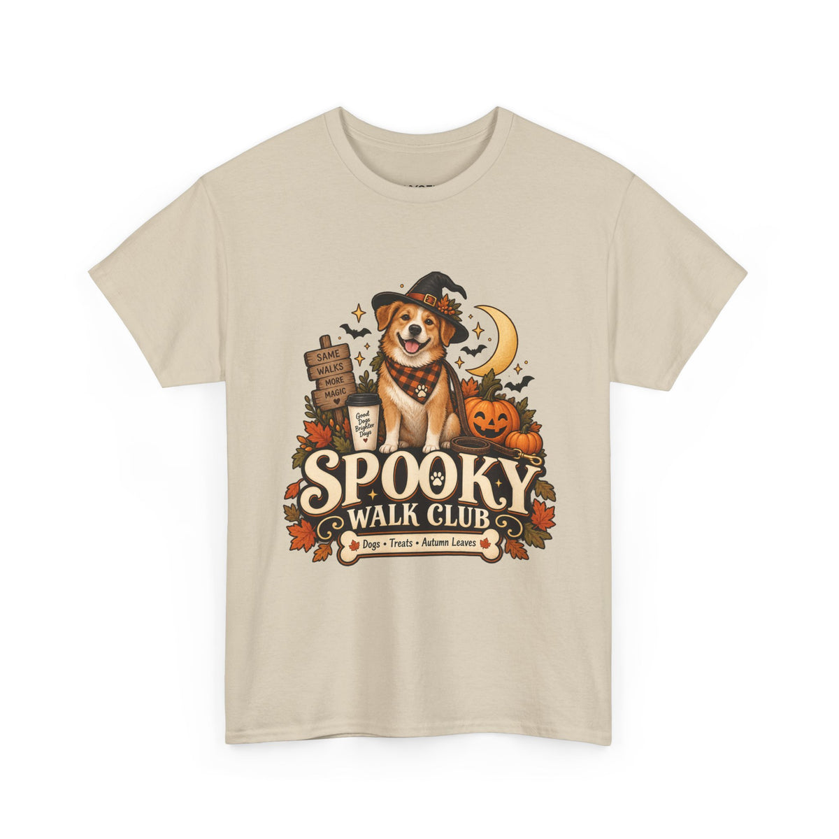 Spooky Walk Club Halloween Dog Tee | Unisex Heavy Cotton T-Shirt