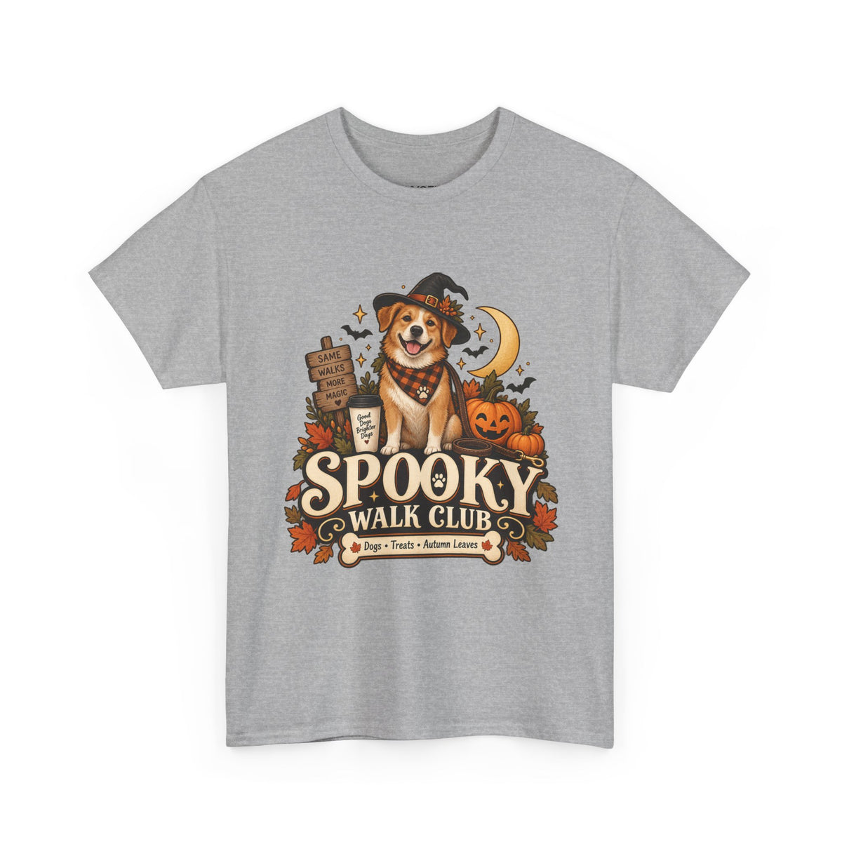 Spooky Walk Club Halloween Dog Tee | Unisex Heavy Cotton T-Shirt