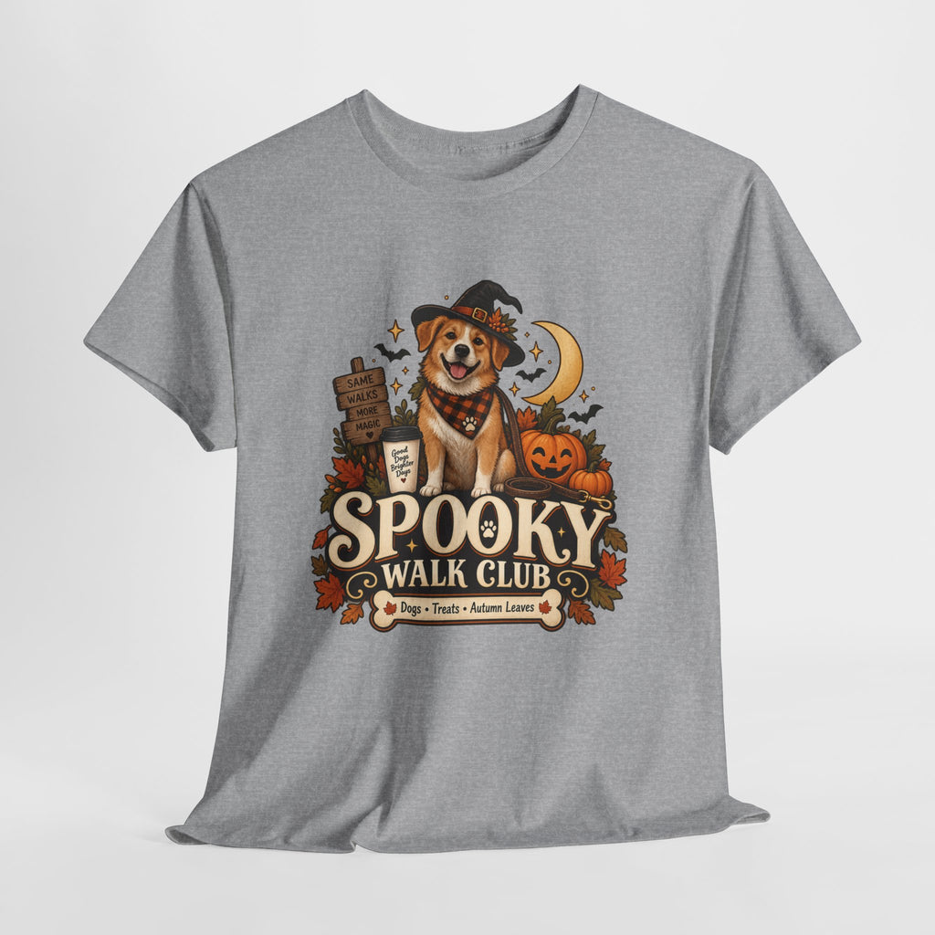 Spooky Walk Club Halloween Dog Tee | Unisex Heavy Cotton T-Shirt