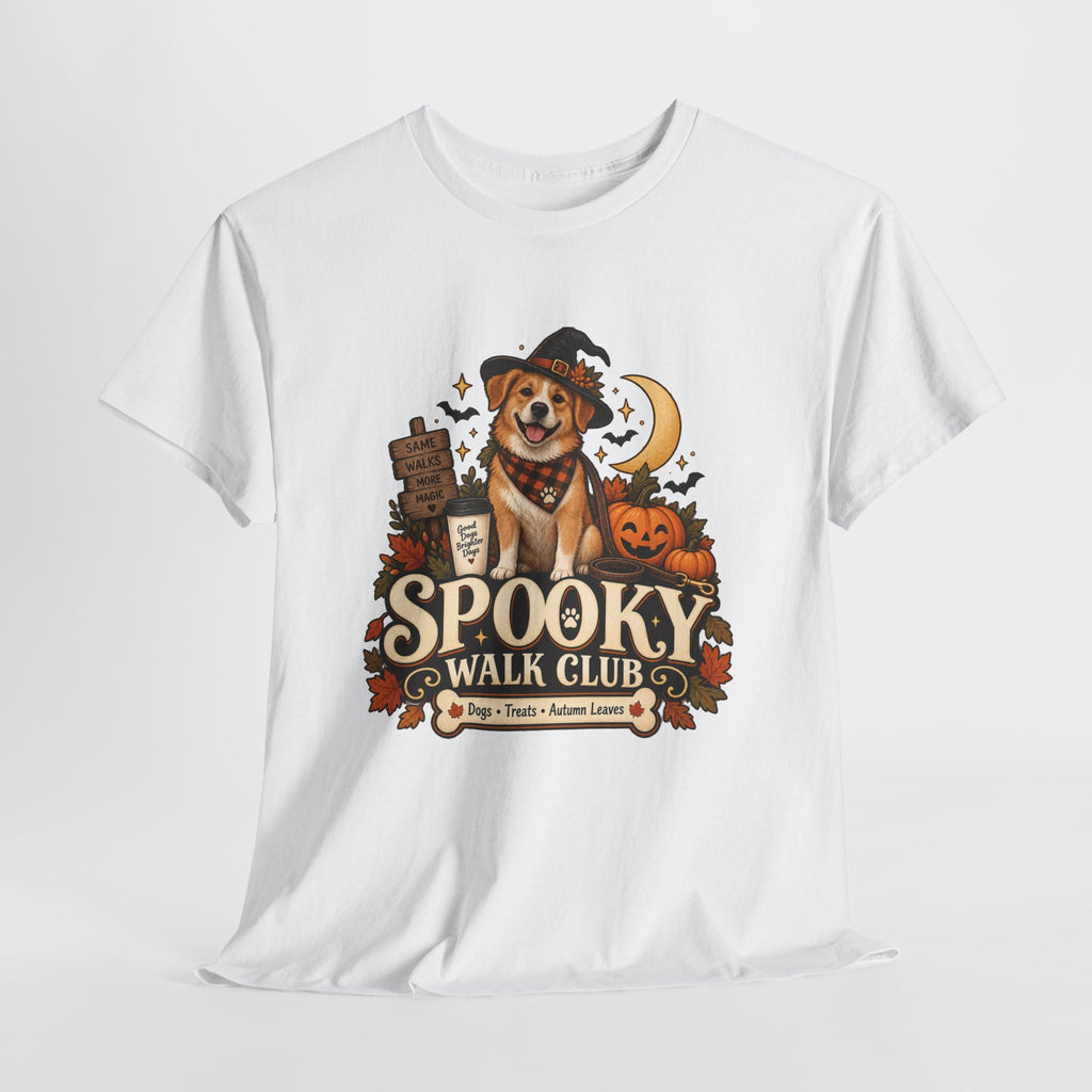 Spooky Walk Club Halloween Dog Tee | Unisex Heavy Cotton T-Shirt